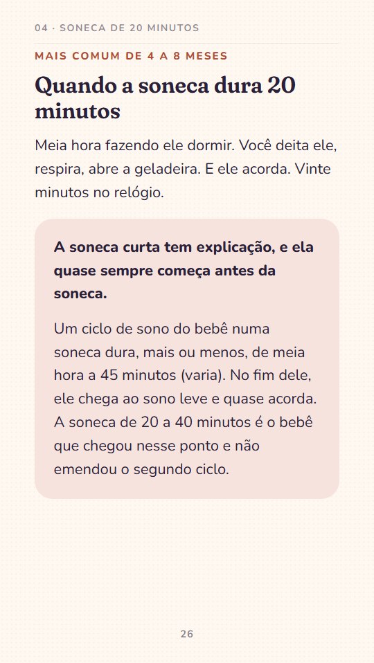 Página 26 do guia: quando a soneca dura 20 minutos
